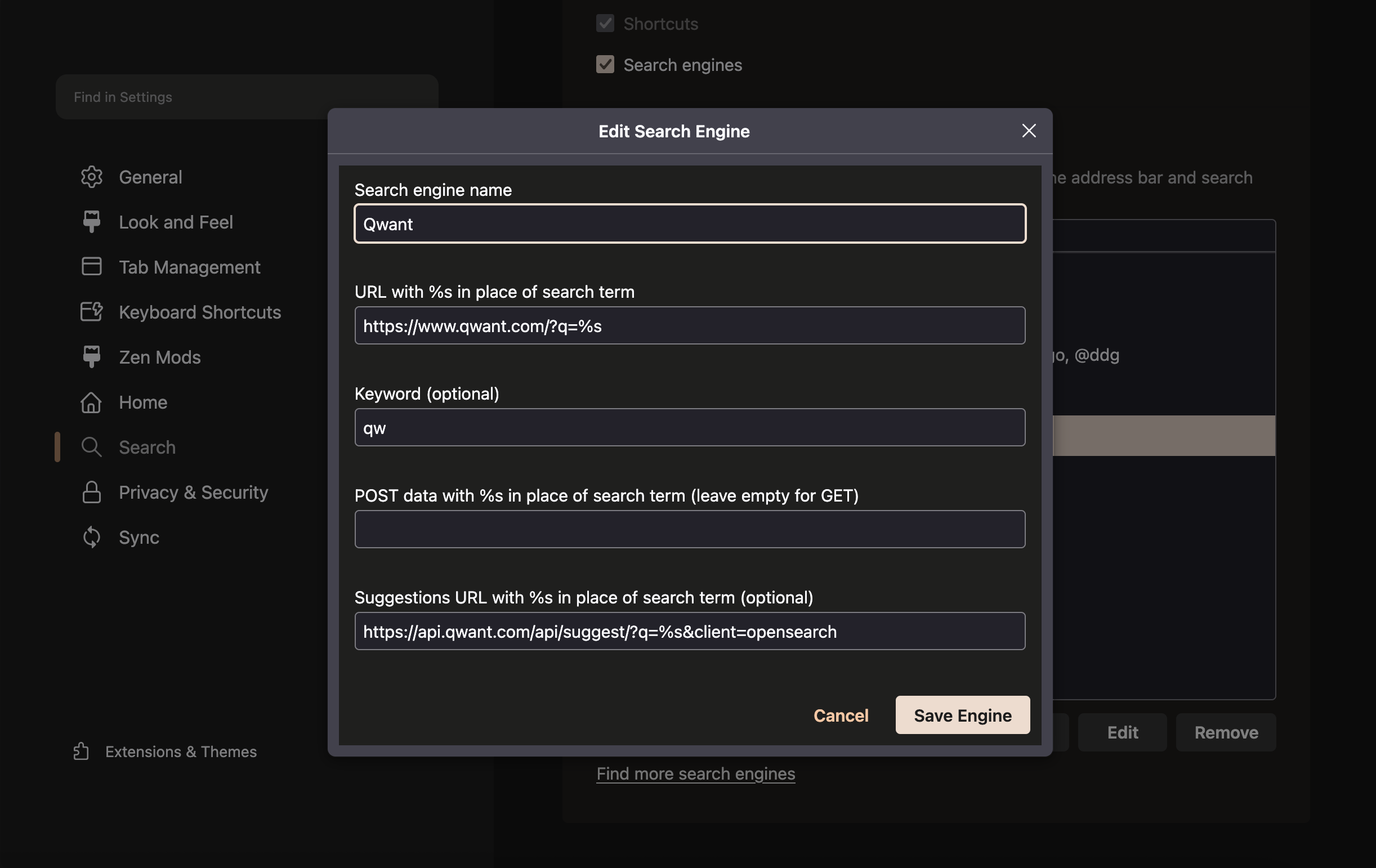 Add Custom Search Engine