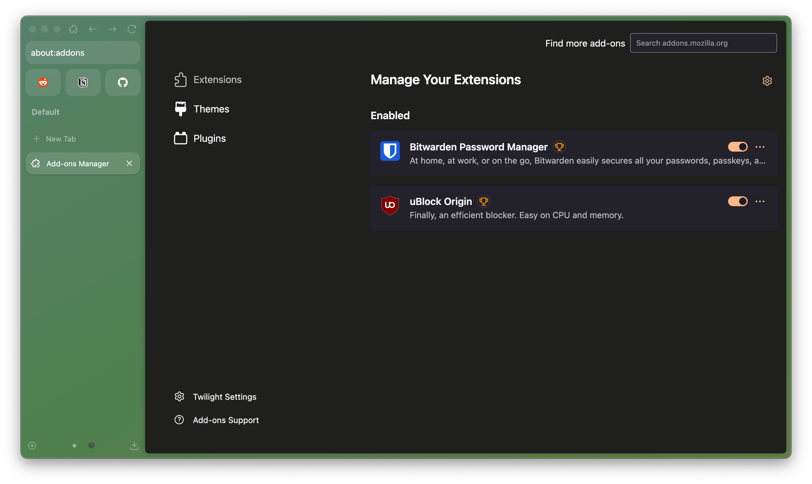 Add-Ons Manager