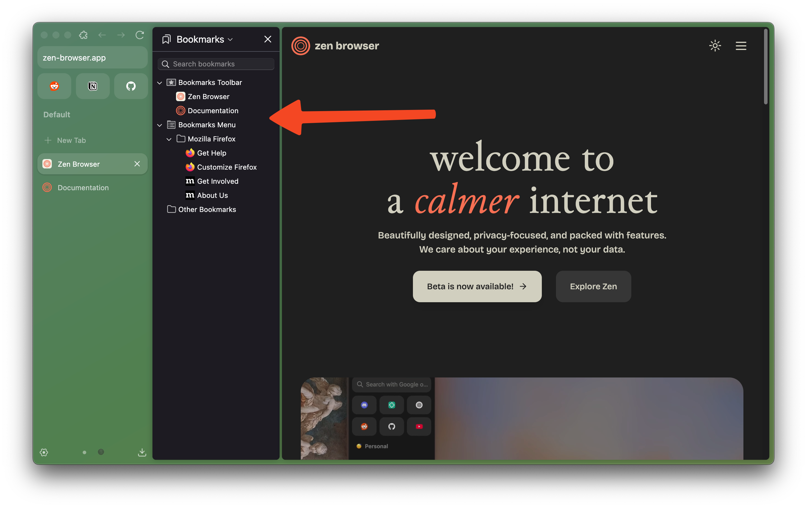 Bookmarks Sidebar