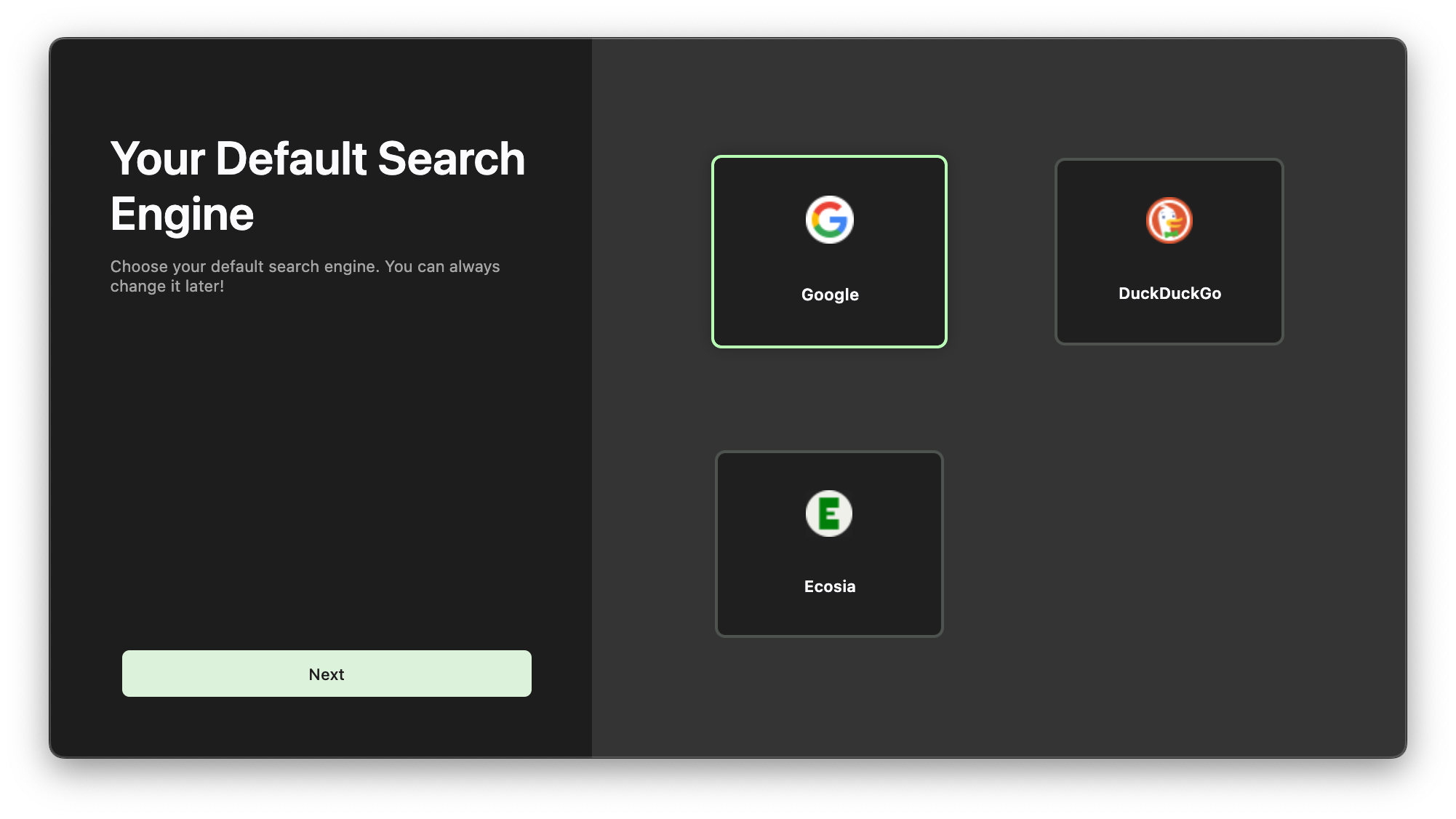 Default search engines during onboarding